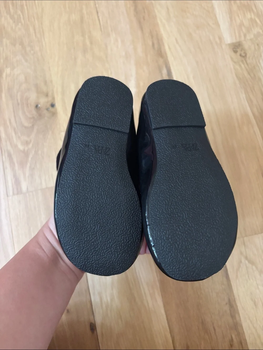 Zara Girls Black Patent Mary Janes with Velvet Bow